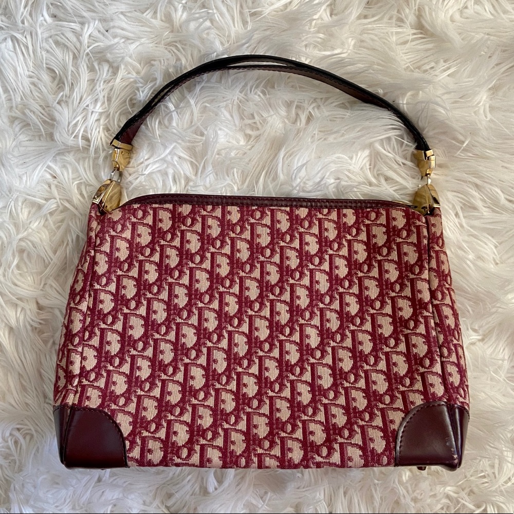 Vintage Dior red monogram shoulder bag